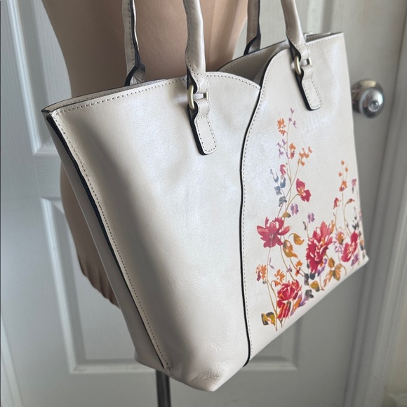 Patricia Nash Floral Leather Chalk White Floral Marion Tote Shoulder Bag - Picture 15 of 15